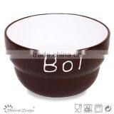 Light Color Unique Shape Footed Ceramic Two Tone Soup Bowl thumbnail-3