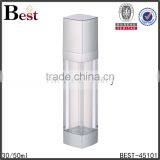 30ml 50ml Cosmetic Packaging Long Thin Clear Square Double Glass Airless Lotion Pump Bottle With Silver UV Pump China Suppliers thumbnail-1