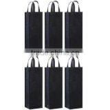 Reusable Gift Bag, Single Bottle Wine Tote , Black,(TM-W1301) thumbnail-1