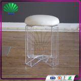 Modern White Leather Cushion Stool Dressing Room Stool With Clear Acrylic Stool Legs thumbnail-2