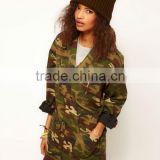 Army Camo Jacket With Detachable Fur Trim Collar trench coats