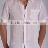 White Man Linen Short Sleeve Shirts Mens Casual Linen Shirts