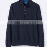 High Quality Wholesale Knit Wear Men's Button High-neck Sweater With Suedette Elbow Patches (BKNM16) thumbnail-3