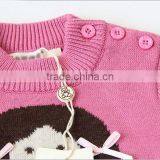 Girls 100% Cotton Jacquard Pullover Sweater Hand Made Bowknot thumbnail-3
