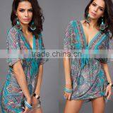 Zm50295b Plus Size Ladies Clothes Wholesale v Neck Sexy Women Dresses thumbnail-6