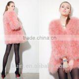 2016 Hot Sale Sweetangel Ostrich Wool Fur Wool Large Size Women Coat Feather Fur Women Jacket Womens Winter Overwear thumbnail-6