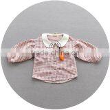 S17735A Autumn Spring Baby Girls Checked Ruched Collar Blouses thumbnail-6