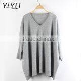 Popular Women Knit V Neck Bat Sleeve 100% Cashmere Pullover Sweater thumbnail-1