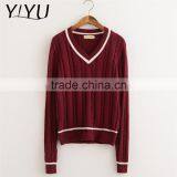 Popular Girl V-neck School Uniform Knit Pullover for High School Students thumbnail-2