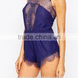 Sexy Lace Inserts Shiny Fabric Sleepwear Women Sleepwear With Scalloped Trims thumbnail-4