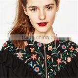2017 Custom Designs Women Round Neck Embroidered Jacket With Frills thumbnail-5