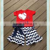 Capris Chevron Half Ruffle Pants Shorts & Red Shirt Set Heart Print Boutique Short Outfit For Any Team Unique Baby Girl Names thumbnail-1