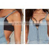 Women's Summer Casual Fashion Front Zipper Straps Denim Jeans Short Suspender Bib Overalls thumbnail-4