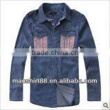 New Men's Long Sleeve Denim Shirts With Two Pockets and Scapular thumbnail-1