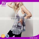 2016 Guangzhou Shandao New Summer Beach Wear Women Casual Sleeveless Printed Round Neck Chiffon Latest Fashion Long Top Design thumbnail-1