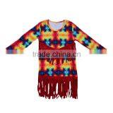 Unique Design Wholesale Long Sleeve Tops With Tassels Kids Girls Abstract Painting Fashion Boutique Outfits Factory Clothing New thumbnail-1