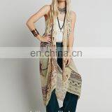 Maxi Style Printed Sleeveless Cardigan for Woman thumbnail-6