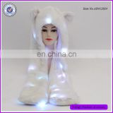 Hot Selling White Kitty Style Glitter Lighting LED Animal Hoodies Hats