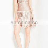 Amigo 2017 Summer Bandage Golden Print Fringe Rayon Spande Sey Women Summer Bandage Dress thumbnail-4