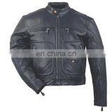 HMB-0460A LEATHER JACKETS MOTORBIKE COATS BLACK BIKER STYLE