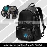 Black PU Teenager School Bag With Led Backpack Billboard thumbnail-1