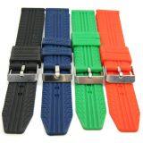 18 20 22 24mm Textured Stitch Silicone Rubber Watch Band Strap thumbnail-3