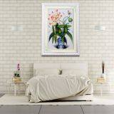 Pure hand cross stitch of lotus wall painting in China