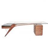 European Style Pistol Desk With Solid Wood Stand for Study Room Replica Carlo Mollino Cavour Writing Desk thumbnail-1