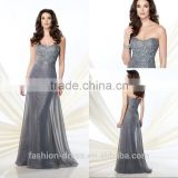 New Arrival Gray Chiffon Over Sequins Mother Of The Bride Evening Dress