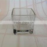Hand Made Clear Thick Wall and Bottom Square Glass Candle Holder thumbnail-3