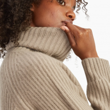 OEM Women's 100%Cashmere Turtleneck Knitted Pullover thumbnail-5