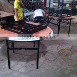 Round Plywood White 6ft Folding Table thumbnail-4