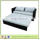 Fashion Outdoor Garden Furniture Brown and Black Rattan Folding Sofa Bed With Cushion-FN4003 thumbnail-1