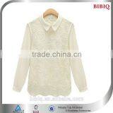 Elegant Women Fashion Ruffle White Long Sleeve Blouse