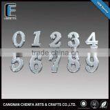 Manufacturer 3D adhesive ABS chrome door (house) plastic number tag,number decal