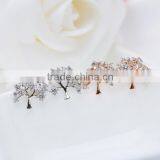 AAA Cubic Zirconia Tree Cut 18k Rose Gold Plated and White Gold Plated Cute Earrings for Girls Small Stud Earrings thumbnail-4