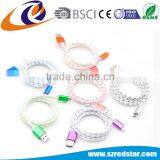 New Arrival 2.1 A Current Round Colored Micro USB Charging Cable for Cell Phone