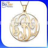 18K 14K Gold Plated Stainless Steel Monogram Pendant Charm Necklace Pendant thumbnail-1