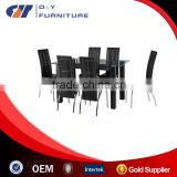 Clear Glass Dining Set With 6 Black Dining Chairs