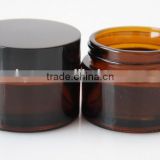 wholesale amber empty glass jar with plastic lid