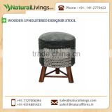 Top Manufacturer Supply Wooden Upholstered Designer Stool at Wholesale Price