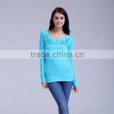 Women's Knitted Waffle T-shirt With Embroidery and Crystal thumbnail-2
