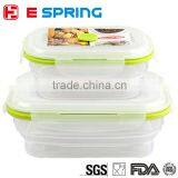 transparent different square round rectangle shaped Collapsible Food Storage Container Freezer, Microwave & Oven Safe