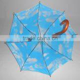 Sky Blue and White Cloud Umbrella Wooden Umbrella Blue Sky thumbnail-2