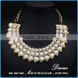 New Fashion Rhinestone Exaggerate White Tassel Bead Necklace Chain thumbnail-1
