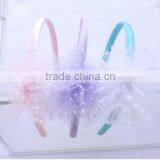 Fashion White Polka Dot Net Flower With Satin Covered Hairbands thumbnail-1