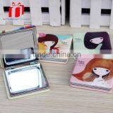 High Quality Heart Shape Folding Pu Makeup Mirror /pocket Mirror For Carpisa