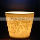 Porcelain Snowman Candle Holder - 40099U thumbnail-1