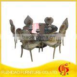 Upholstered Factory Price Stainless Steel Glass Top Table thumbnail-4