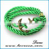 Custom Handmade Mens Genuine Braided Leather Stainless Steel Hook Anchor Bracelet thumbnail-2